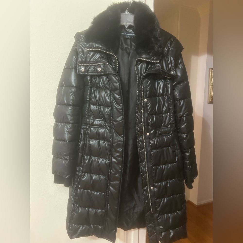 French Connection Sleek Black Hooded Puffer Jacket